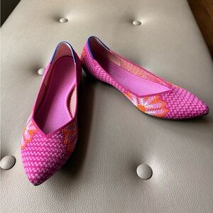 Rothy's Vibrant Pink and orange point flats
